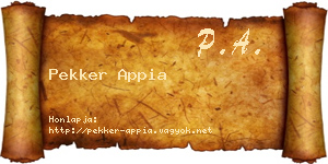 Pekker Appia névjegykártya